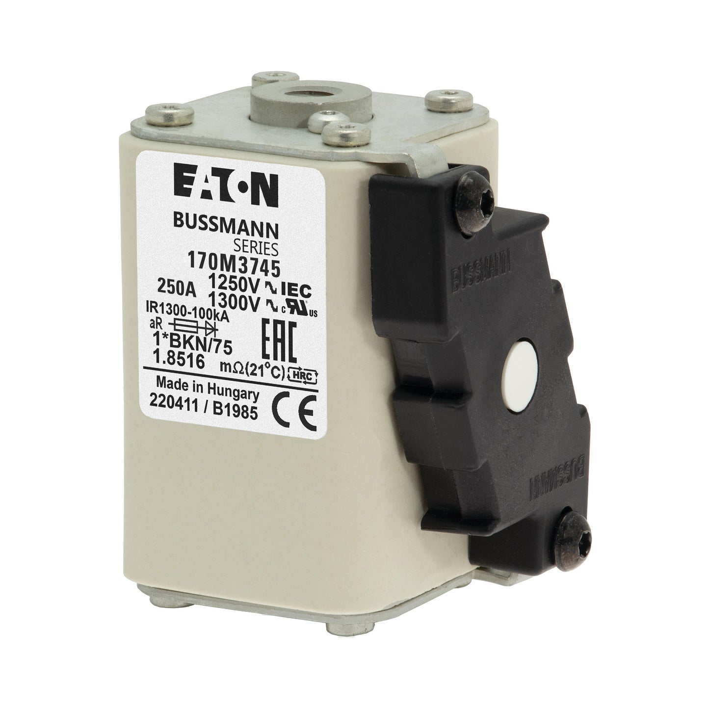 Eaton 170M3746 – Sicherungseinsatz, Hochgeschwindigkeit, 315 A, AC 1250 V, kompakte Größe 1, 45 x 59 x 156 mm, aR, IEC, UL, Einzelanzeige (3er-Pack)