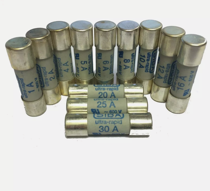 SIBA 6003305 25A 600Vac 10*38mm aR Fuses (10 Pieces)