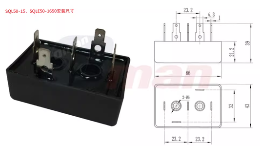 Thyristor rectifier module : SQLE50-1650 ( Mounting dimensions 66*43 ) (3 Pieces)