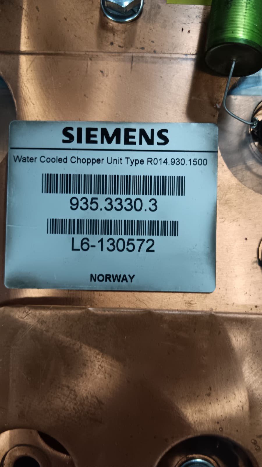 Siemens Water Cooled chopper Unit Type R014.930.1500 /  935.3330.3