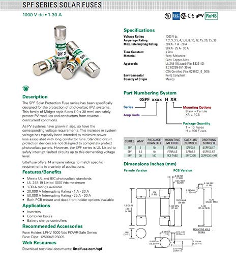 LittelFuse SPF30 30A 1000VDC Fuses