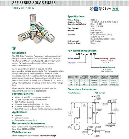 Fusibles LittelFuse SPF30 30A 1000VCC