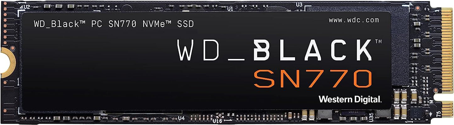 Unidad de estado sólido SSD interna para juegos Western Digital WD_BLACK SN770 NVMe de 1 TB - Gen4 PCIe, M.2 2280, hasta 5150 MB/s - WDS100T3X0E