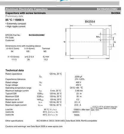 EPCOS B43564-S0228-M2 Kondensatorsicherungen (6 Stück)