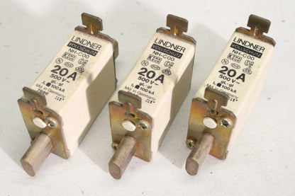 Lindner 63A 500V NH00 Series Fast-Acting Ceramic Fuses (NHC00, NH000)