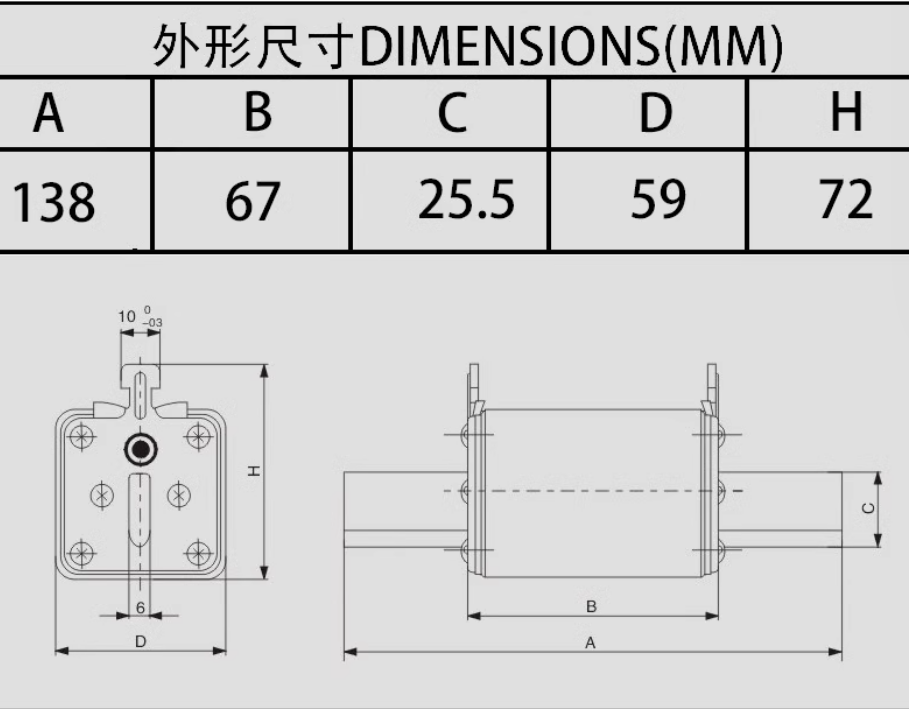 ZHENGRONG RT16-2 NT2 R033 200A Fuses (5 Pieces)