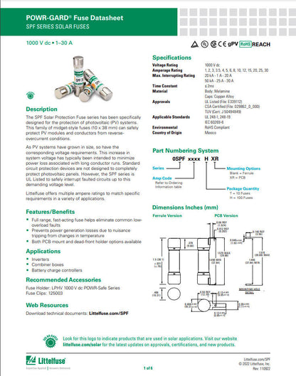 Fusibles LittelFuse SPF30 30A 1000VCC