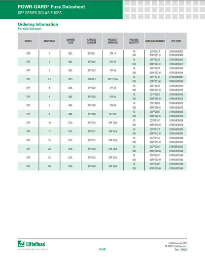LittelFuse SPF006 6A 1000VDC Fuses