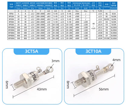 Thyristor control tube :  KP10A 200-2000V (10 Pieces)