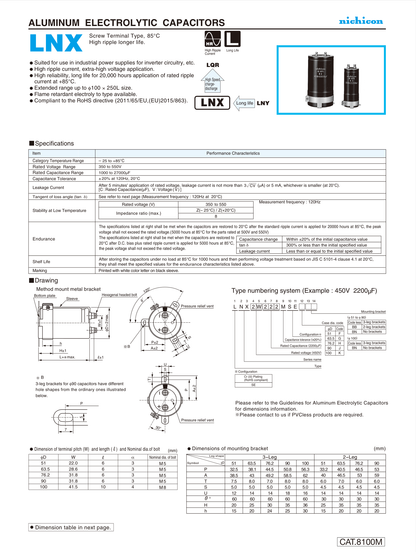 Nichicon 400V 6800uF Capacitor (12Pieces)