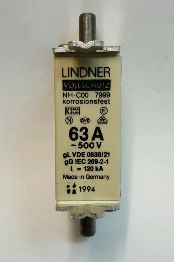 LINDNER NH00 63A 500V 120KA 7999.0637 Fuses