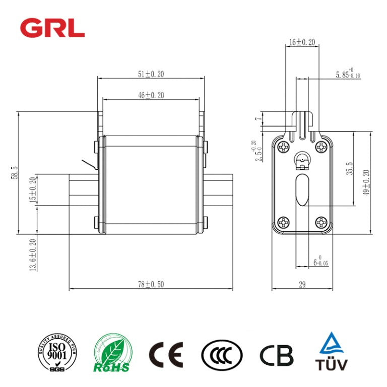 GRL NH00 RT16-00 Fuse Element (150pieces) / 160A 3 Phase Fused Disconnect Switch DNH1-160/30G DN31001 (50pieces)