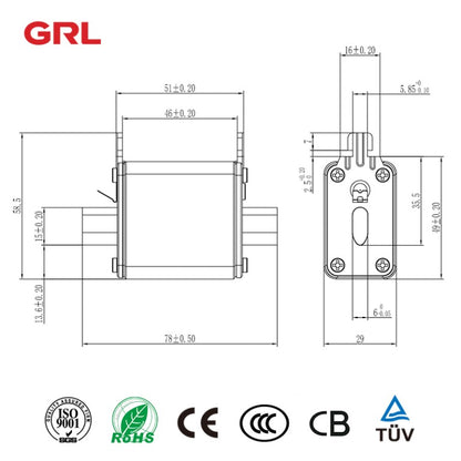 GRL NH00 RT16-00 Fuse Element (150pieces) / 160A 3 Phase Fused Disconnect Switch DNH1-160/30G DN31001 (50pieces)